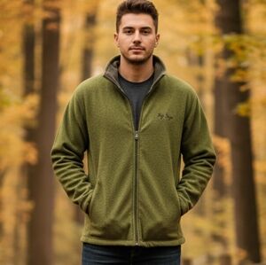 Vintage Polar‎ Dogs by Big Dogs High Tech Gear Green Zip Up Jacket Mens Medium